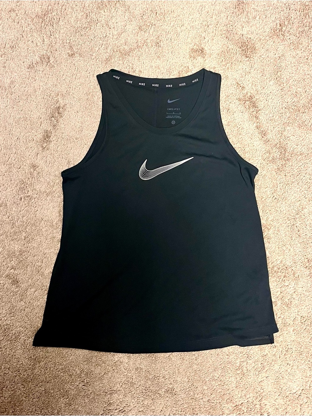 Nike Black Tank Top with Silver Swoosh - Kids Athletic
